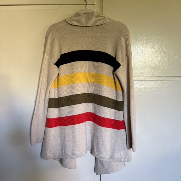 Talbots Lambswool Blend Multi Color Stripes Open Front Cardigan Size Small - Picture 6 of 9